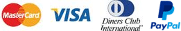 Mastercard, Visa, Diners Club International, Paypal